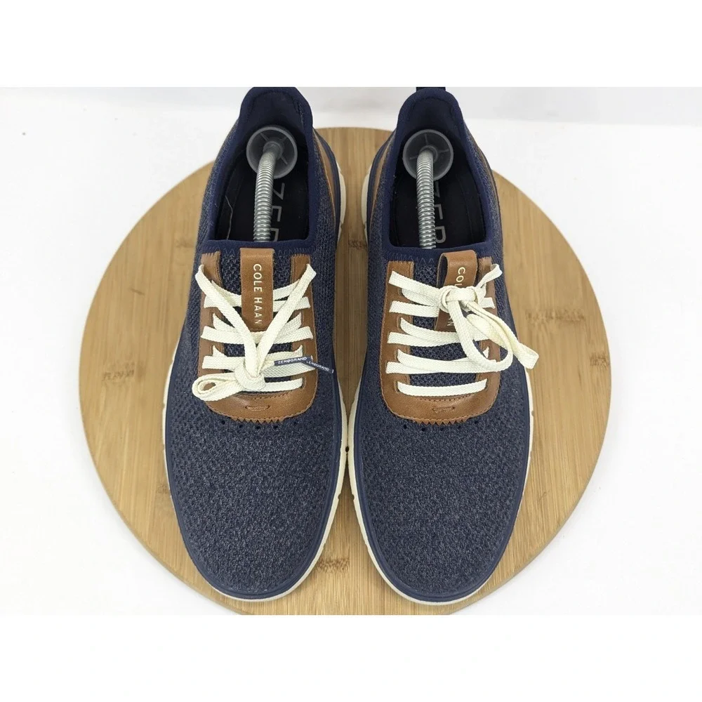 Cole Haan Zerogrand Stitchlite Oxford Mens 9.5 Navy Blue Knit Sneakers C31402